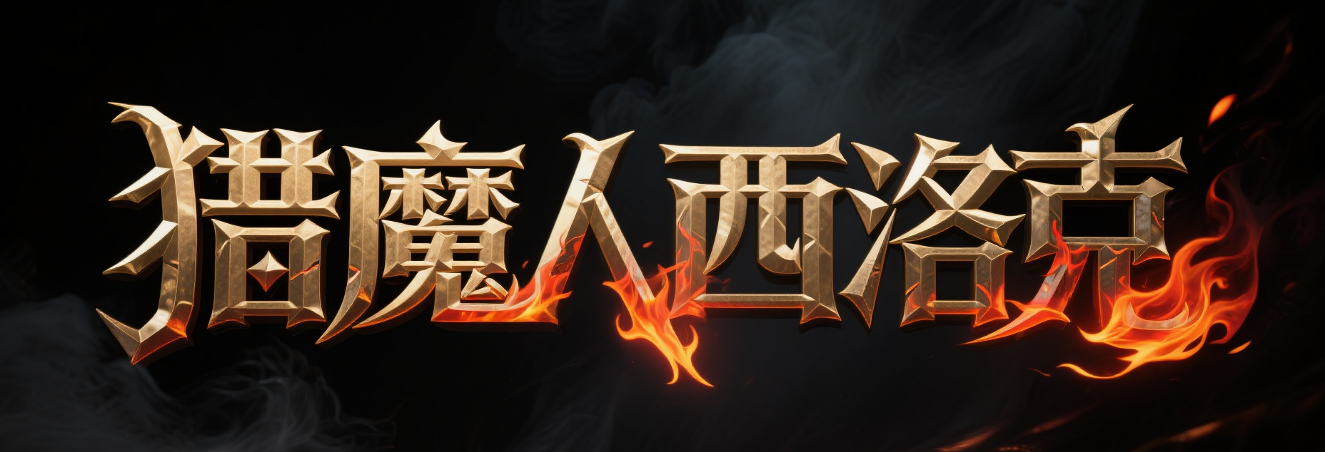 jimeng-2026-01-05-7782-魔幻战斗风格字体文字内容为 “猎魔人 西洛克”，一行显示，字体颜色为暗金色，模拟....png